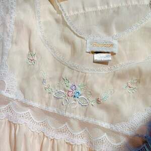Barbizon Vintage Floral Embroidered Lace Nightgown in Pink
